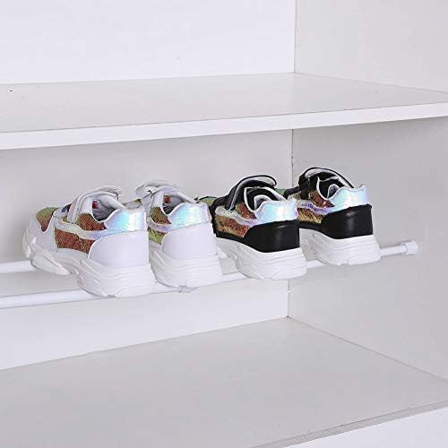 LaMure 6 Pcs Adjustable Extendable Spring Tension Rods Cupboard Multifunctional Telescopic Rod for Cupboard Bookshelf Wardrobe Bathroom (White, 30-50cm)