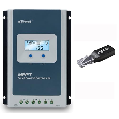 EPEVER 40A 12/24/ Auto Identify MPPT Solar Charge Controller with Remote Control of LCD Display Adjustable Parameters and Temperature Sensor Support Lithium (Tracer4210ANG3 with WiFi)