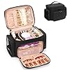 Kosmetiktasche Groß, Reise Make Up Tasche Damen Schminktasche mit Pinselhalter Fach, Portable Makeup Bag Organizer (A-Fabric schwarz)