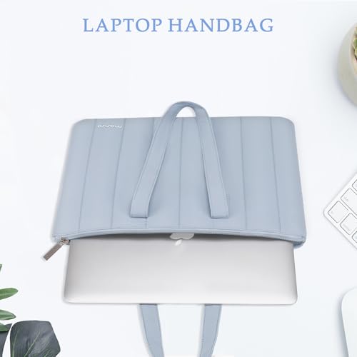 Image of MOSISO Laptop Tote Bag, 13-13.3 inch Laptop Bag Compatible with MacBook Pro 14, HP, Dell, Lenovo, Asus Notebook, Vertical Quilted Casual Computer Briefcase for Business Office Work, Baby Blue
