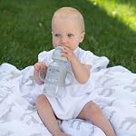 Dr. Brown’s Milestones Wide-Neck Sippy Straw Bottle with 100% Silicone Handles, 9oz/270mL, Gray, 1 Pack, 6m+