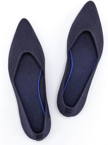 Frank Mully Flache Damenschuhe, Klassische Flache Schuhe mit spitzer Zehenpartie, gestrickte Abendschuhe, weiche Flache Schuhe für Damen, bequem und elegant