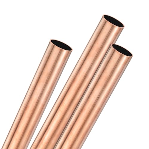 M METERXITY 3-Pack 250mm Copper Round Tube, 11mm OD 0.5mm Wall Thickness Copper Seamless Tubing for Construction/Machining/DIY Crafting, Metal Straight Pipe [0.43x0.02x9.84IN]