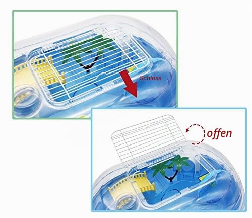 BPS® BPS-1378VE Hamsterkäfig mit Leiter, Tränke, Rad und Spezialhaus, 3 Farben, 44 x 31 x 17 cm (grün)