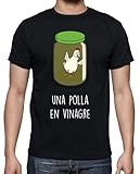 MODELO: Camiseta manga corta para hombre. Camiseta de corte clásico con cuello redondo y mangas cortas. Ideal para verano y cómoda para llevar debajo de una sudadera en épocas más frías. Luce esta camiseta de estilo casual. Diseño: Una P... En Vinagre Black