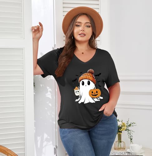 Image of ForHailey Women's Plus Size Short Sleeve Tee Shirt V Neck Basic Ladies Loose Fit T Shirt 1X-5X