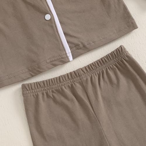 Balaflyie Baby Button Down Pajamas Set Shirt and Pants Toddler Cotton Pjs Long Sleeve Sleepwear (Taupe,3-4T) - Thumbnail 5