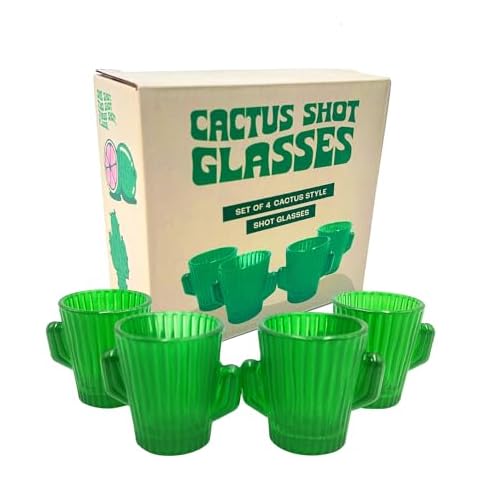 Let's Drink To That Cactus Shot Glass Set - 4-Pack Novelty Shot Glasses Cover
