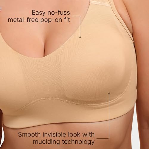 Image of Enamor Easy Slip-On and Back Keyhole Women's Cotton Everyday Beginner's Bra - Padded, Wirefree, Full Coverage - A106
