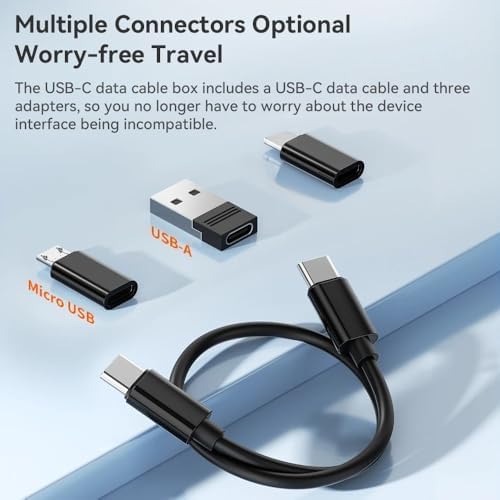 Data Cable Set 60W Fast Charging, 5-in-1 USB-C to USB-C, with Storage Case and Phone Stand, Suitable for iPhone USB-C (White) — view 3