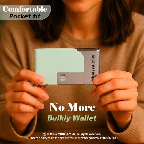 Image of Mini2buy Customized Name Engraved Card Holder for Credit, Debit, ATM, and Business Visiting Cards from Premium Stainless Steel Size Ideal for Personal use or Corporate Gifting (Green-Customized)