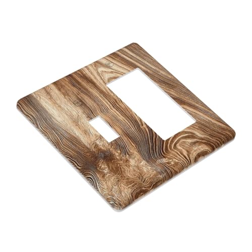 Annisrak Outlet Covers Rustic Wood Grain Natural Brown Texture 1 Toggle 1 Rocker Combo Light Switch Cover Plate Decorative Switch Plate Covers Electrical Wall Plate For Kitchen Cabin Decor by Annisrak - Image 3