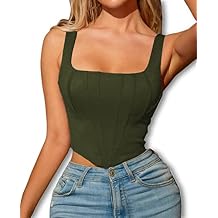 MOALLUOM Sexy Clubwear Women Vintage Bustier Crop Tops Sleeveless Stretch Backless Square Neck Y2k Corset Top Outfits