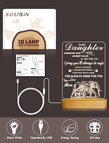 to My Daughter Gifts from Mom, 3D Lamp I Love You Daughter Night Light for Girls Daughter Birthday Valentine's Day Sweet Present, Soft Warm White Color USB Power LED Light