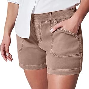 LELEBEAR Lawore Stretch Twill Shorts, Women’s Stretch Twill Shorts Regular Fit Hiking Shorts with Pockets Casual Shorts