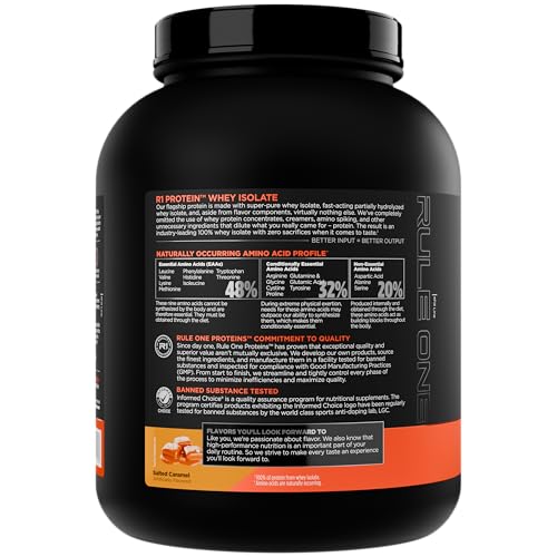 Image of Rule 1 Proteins R1 Protein Whey Isolate - with 25g Protein & 6g BCAA Exclusively from Isolated & Hydrolyzed Sources for Workout Recovery (5 Pounds, Salted Carmel)