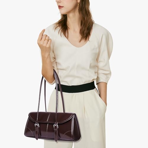 Image of YFGBCX Faux Leather Tote Bag for Women Burgundy Purses Small Shoulder Bag Wine Colored Purse Y2k Red Handbag Purse