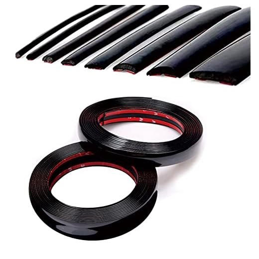 16Ft Glossy Black Automotive Car Exterior and Interior Molding Trim Universal Bumper Window Door Body Side Decorative Strip Scratch-Proof (1/4 inch (6mm))