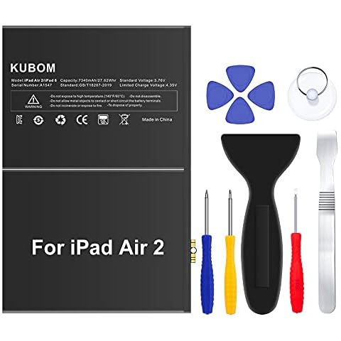 KUBOM for iPad Air 2 Battery Replacement, Full 7340mAh 0 Cycle Battery - Include Complete Repair Tool [A1566, A1567,A1547] Cover