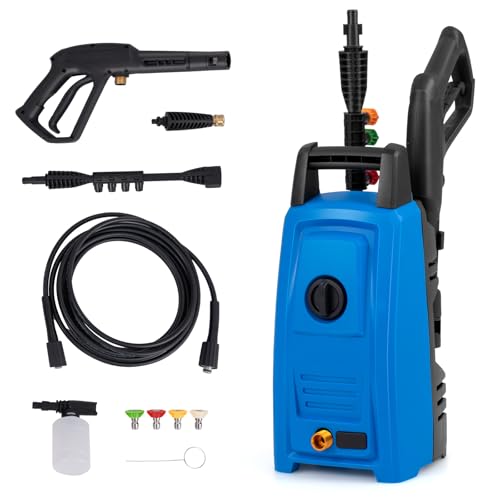 COSTWAY Electric Pressure Washer, Max 1900 PSI 1.8 GPM Power Washer with 4 Nozzles, Foam Bottle & Spray Gun, Portable Pressured Cleaner with 35.5 ft Power Cord & 20 ft Hose for Cars, Siding, Driveways