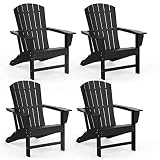 GREENVINES Adirondack Chairs Set of 4, HDPE All-Weather Fire Pit Chairs, Plastic Campfire Chair for