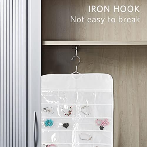 Jewellery Organiser, Wardrobe Hanging Storage Necklace Holder Dual Sided Earrings Bracelets Accessories Organizer with 72 Pockets