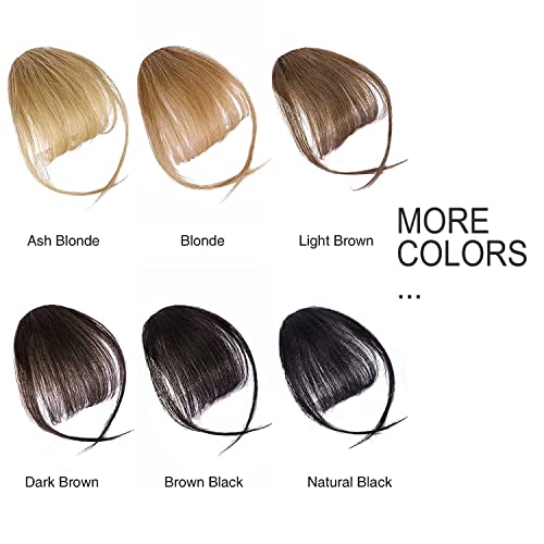 Tragheir Bangs Hair Clip In Bangs Hair Extensions 100% Real Human Hair Fake Bangs Wispy Bangs Clip On Air Bangs For Women Hairpieces Clip On Neat Bangs With Temples (Light Brown) #TOP3