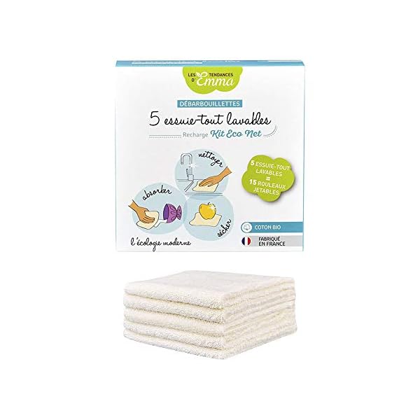 Les Tendances d'Emma - Lot de 5 débarbouillettes - Coton bio