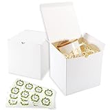 Frantis White Gift Boxes 20 Pack 5x5x5 inch Small Gift Boxes with Lids for Party Gift Boxes, Ornament Boxes, Christmas Gift Boxes, Wedding Boxes Easy to Assemble Gift Box with 24 Thank You Stickers