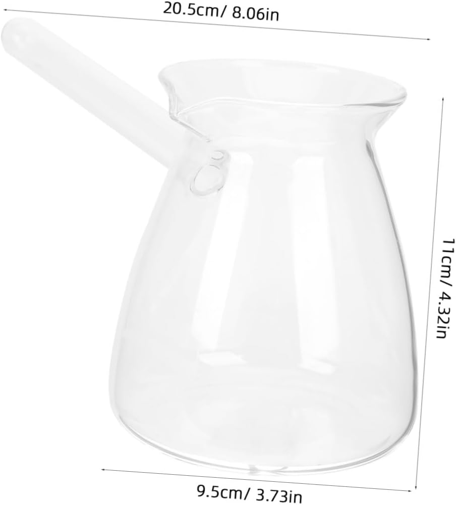 1 Pack Espresso Shot Glass with Handle Turkish Coffee Pot Thickened Glass Boiling Pot 15. 2 oz Transparent