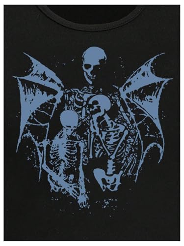 SOLY HUX Women's Skull Print Notched Neck Sleeveless Summer Crop Tank Top3