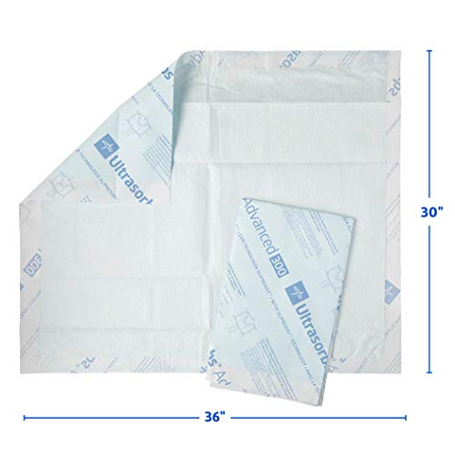Medline Ultrasorbs Advanced Premium Disposable Underpads With Slipresist Technology, 30" X 36", 70 Count,White #TOP1