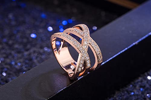 Fashion Rose Gold Overlapping Rings For Women Intertwined Crossover Statement X Ring Cross Ring Cubic Zirconia Ring Engagement Promise Band Wedding Rings for Women Gifts3