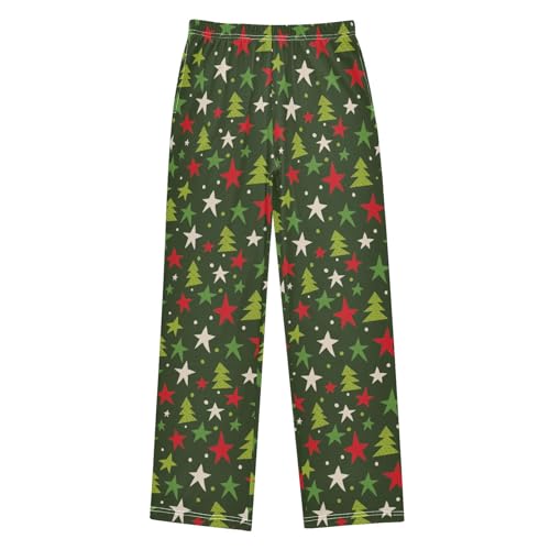 ZZXXB Christmas Tree and Stars Boys Long Pants Soft Trousers Elastic Waist Kids Lounge Bottoms with Pockets S-XL