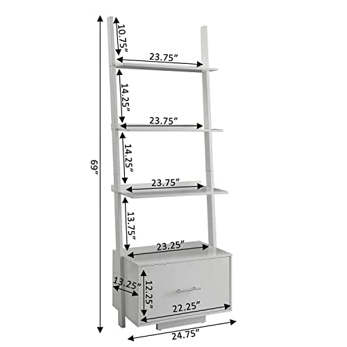 Convenience Concepts American Heritage Ladder Bookcase With File Drawer, White #TOP25