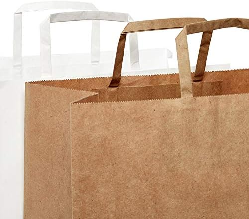 Paper Mart 300ea - 12 X 7 X 14 Recycled Kraft Flat Handle Grocery Bags Gusset - 7''