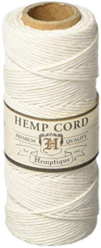 Hemptique Hemp Cord Spool 20lb 205'-White, Other, Multicoloured, 6.06 x 6.06 x 11.9 cm