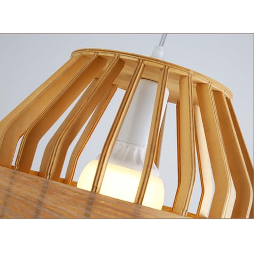 Chandelier en bois fait main lanterne suspendue E27 pour salon