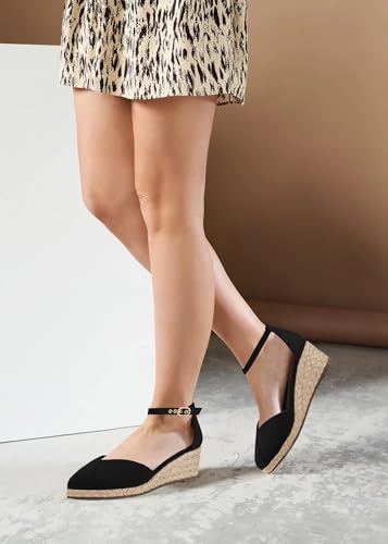 Image of Juliet Holy Womens Espadrilles Sandals Closed Toe Platform Ankle Strap Casual Summer Wedges