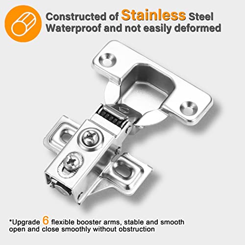 50 Pack Cabinet Hinges, Soft Close Hinges For 1/2" Overlay Kitchen Cabinet Door Hinges, 105 Degree Opening Angle, Stainless Concealed Cupboard Hinges With Screws, Positioning Pencil And Manual #TOP4