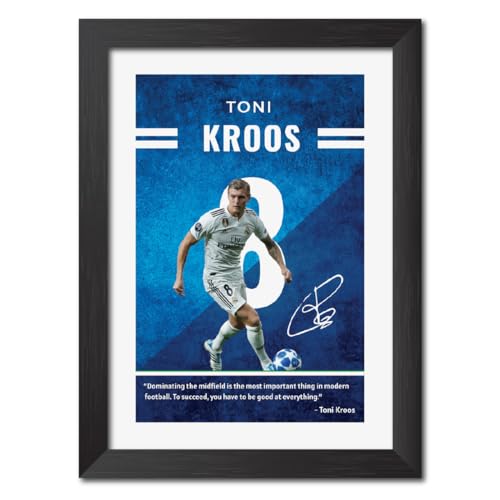 Image of TenorArts Tony Kroos Quotes Poster Frame Real Madrid Laminated Photo Framed Painting with Matt Finish Black Textures (12 inches x 9inches)
