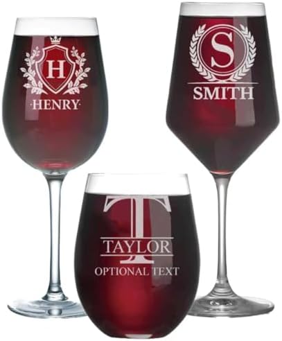 Personalized Wine Glass - Custom Monogrammed Wine Glasses with En...