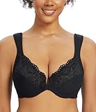 Curyon Sujetador con Aros y Cierre Delantero para Mujer, con Espalda en Forma de U, Copa Completa y diseño clásico de Copa Grande Negro 100F