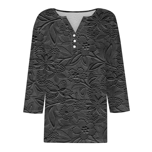 Image of 4th of July Shirts Women 3 /4 Length Sleeve Womens Tops Henley Neck Casual Patriotic T Shirts