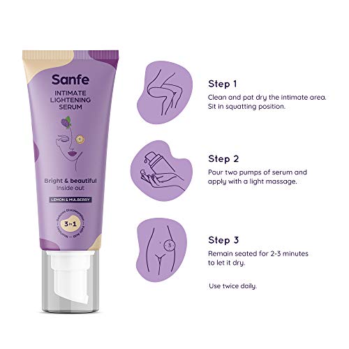 Sanfe Intimate Lightening Serum - 50g | For Dark Underarms, Inner Thighs, Knees And Bikini Area | With Kojic Acid, Vitamin C, Natural Lemon and Mulberry Extracts (Intimate Lightening Serum - 50 gms)