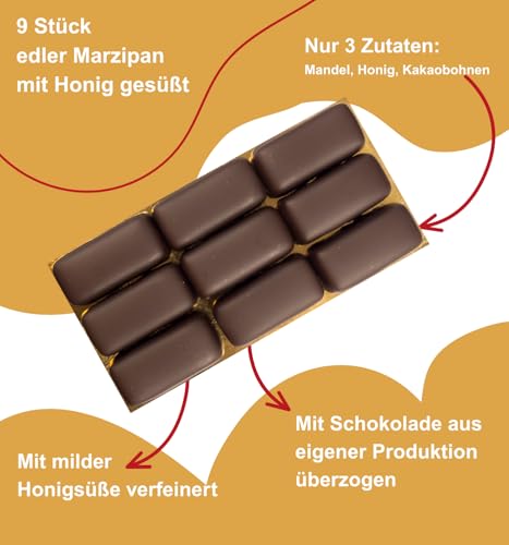 Edelmond Bio Honig Praline mit Mandel und Kakaobohnen. Handarbeit ohne Kristallzucker ohne Alkohol. Laktosefrei, Glutenfrei (100 g-9Stück Box)