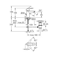 GROHE Start - Einhand-Waschtischarmatur & BauEdge - Badewannenarmatur (integriertes Rücklaufventil, automatische Umstellung für Badewanne und Dusche, kratzfest), chrom, 23333000 – Ansicht 4