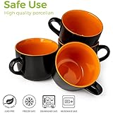 GBhome Jumbo Soup Mugs with Handles, 24 Oz Large Coffee Mugs Set of 4, Ceramic Soup bowls for Coffee,Cereal,Snacks,Salad,Noodles etc Soup Cups,Microwave&Dishwasher safe-Orange Inside
