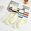 American Trends Fun Novelty Retro Striped Crew Socks for Women Slouchy Athletic Calf Tube Socks 5pack-1 #3