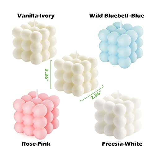 Bubble Candles Gifts For Women, Soy Wax Scented Cube Shaped Candles Square Candle Cool For Home Office Trendy Room Shelf Decor Aesthetic Bubble Candles Set (4 Pack) #TOP1